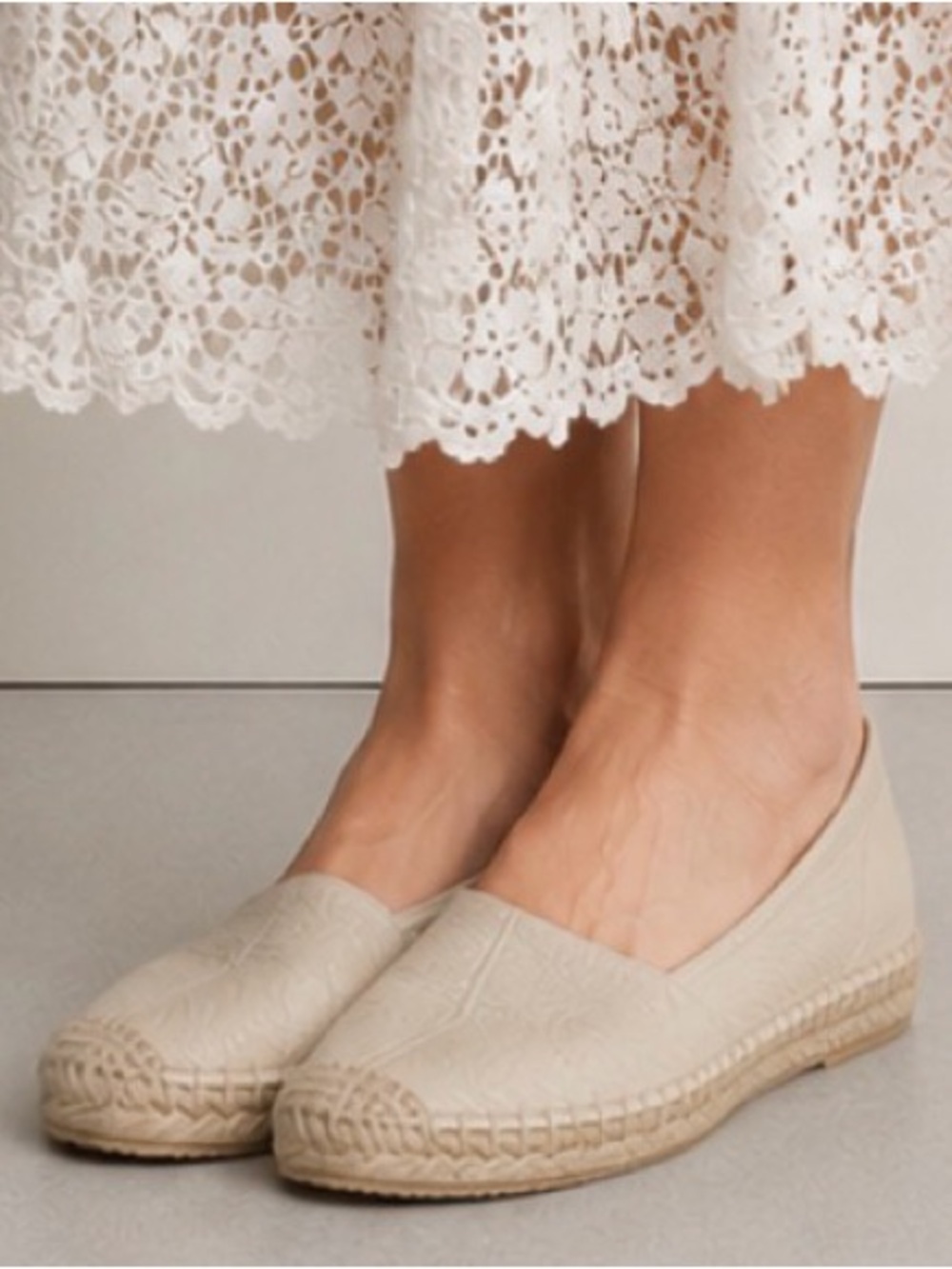 Anthropologie Maypol Leather Women's Ivory Beige Espadrilles Shoes Size US 8